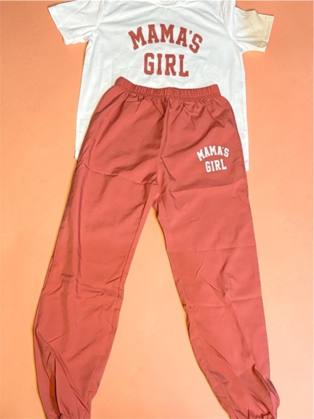 Kids 'Mama's Girl' Coral Jogger Bottoms and T shirt SET NEW